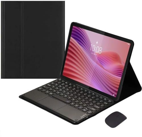 EHLCYS Funda con Teclado para Lenovo Tab 10.1 Pulgadas 2025 (TB-311FU/TB-311XU), Desmontable Panel Táctil Bluetooth Español Ñ Teclado, Funda Ultrafina con Múltiples Ángulos & Mouse,Negro