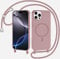 Handykette Hülle für iPhone 12 Pro/iPhone 12 (6.1) mit Band Halsband Lanyard (abnehmbar) Handyhülle, Verstellbarer Lanyard.Magnetisch Stoßfest Silikonhülle Wireless Charging kompatibel -Sandpulver
