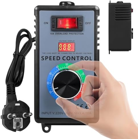 Drehzahlregler 230V für Motoren, 10A 4000W Spannungsregler AC, Potentiometer, Frequenzumrichter, Präzise Geschwindigkeitsregelung, EU-Stecker, mit Überlastschutz, Bläser, Kreissägen, Elektromotoren