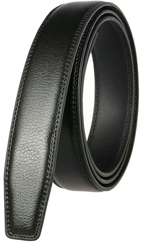QDLTGBD GüRtel Herren 3,0 cm 3,1 Ledergürtel Ohne Schnallen Business Belt Man Automatischen Schnallenkopf-schwarz-120