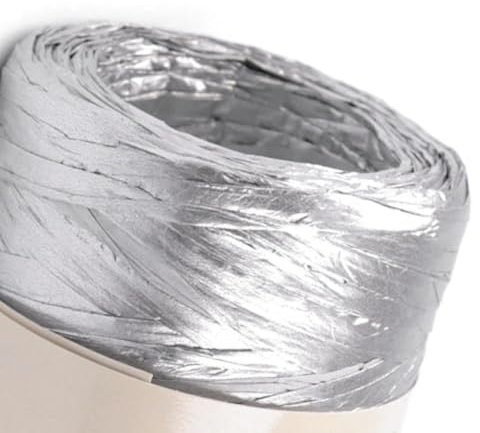 cyclingcolors 1x Rafia per fabbricazione cesti 5-8 mm 100 m Maglia Cappello Borsa Composizione floreale Decorazione Cucito, Argento metallizzato