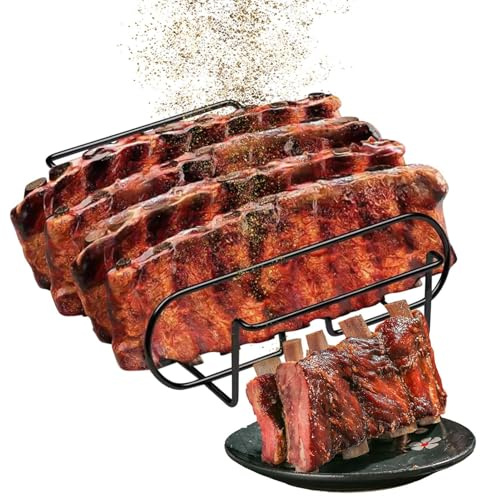 fayarrd Grill-Rippchenhalter,Kohlenstoffstahl Barbecue Rost - Steakhalter Zum Kochen Backen Vorbereiten Camping & Outdoor Braten Spülmaschinengeeignet