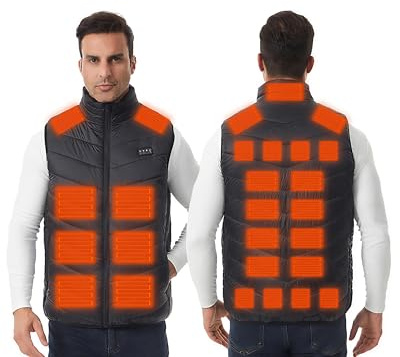 Monave Beheizbare Weste Herren Damen Beheizbare Jacke Heizweste Wärmeweste mit 3 Modi für Motorrad Camping Schifahren Tägliches Tragen Arbeit im Freien (Powerbank Nicht inbegriffen)