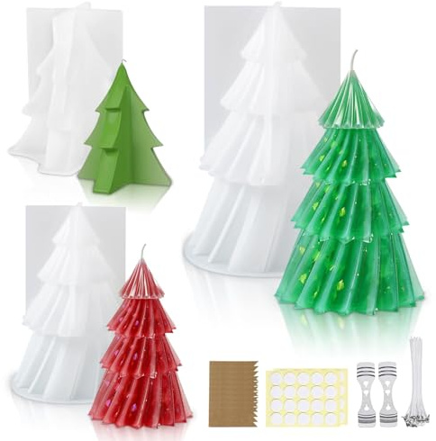 3 Stück Silikonformen Gießformen Tannenbaum, 3D Weihnachten Kerzenform, Weihnachtsbaum Kerzenform, DIY Silikonform, Kerzen Formen Silikon, für Seife Kerzenherstellung Handwerk