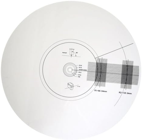 Acryl Justierschablone für Plattenspieler, 3mm, Weiß, Rutschfest | Tonabnehmerkalibrierung mit Hoher Präzision, Winkelanpassung, Zubehör für Schallplattenspieler