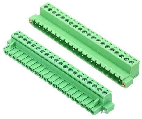 QUARKZMAN 1Set PCB Morsettiera a Vite Connettore 20 Pin Passo 5,08mm Verde | 2EDGKPM, Maschio & Femmina Terminale PCB Block, Terminale A Vite, ago dritto, Rame Stagnato