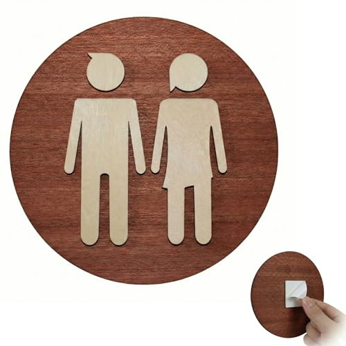 Plaque WC en Bois, Signaletique Toilettes Original, Plaque de Porte WC, Décorez Vos Toilettes avec ce Panneau Toilette