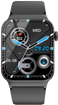 STECEi Smart Watch Herren, 1,85'' HD Touchscreen, 110+ Sportmodi, IP68 Wasserdicht, Schwarz