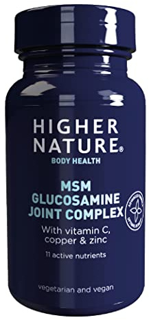 Higher Nature MSM Glucosamine Joint Complex - 90 Tablets | Vitamin C, Copper, Zinc & Botanical Complex Tablets for Women & Men, Vegetarian & Vegan