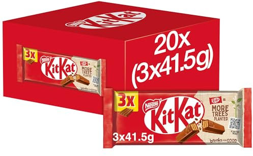 KitKat 4 Finger Milk Chocolate Bar Multipacks, 20 Pack of 3 x 41.5 g, (Total 60 Bars) 60 Bars x 41.5g 41.5g 4 Pack