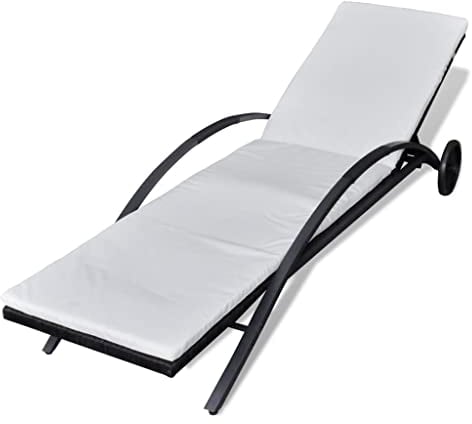 vidaXL Sonnenliege mit Polster Rollen Gartenliege Liege Gartenmöbel Relaxliege Strandliege Liegestuhl Freizeitliege Poly Rattan Schwarz