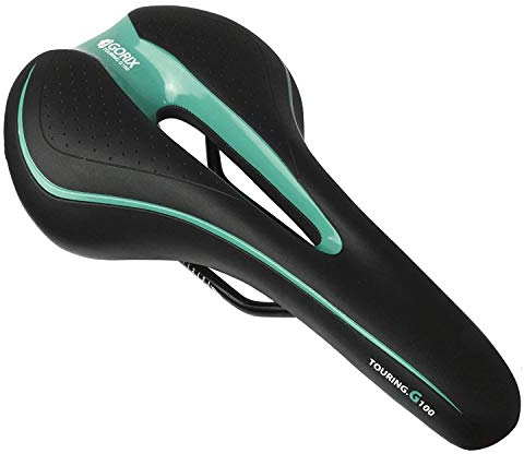 GORIX Fahrradsattel Sitz Bequemes Kissen mit Rail Mountain Road Fahrrad für Männer und Frauen (GX-C19) (Schwarz × Celeste)