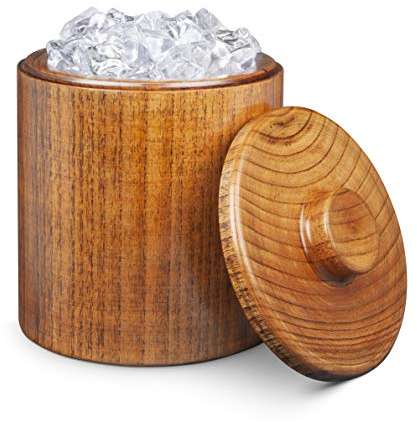 Final Touch Hand-Crafted Solid Wood Ice Bucket with Lid
