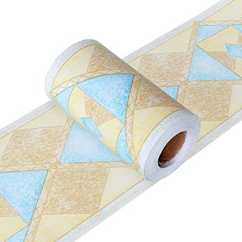 Yoillione Tapete Bordüre Selbstklebend Bordüren Gelb Tapetenbordüre Wand, Wasserdichte PVC Klebe Bad Bordüre Küche Wandbordüre Muster für Wohnzimmer Badezimmer Schlafzimmer Wanddeko