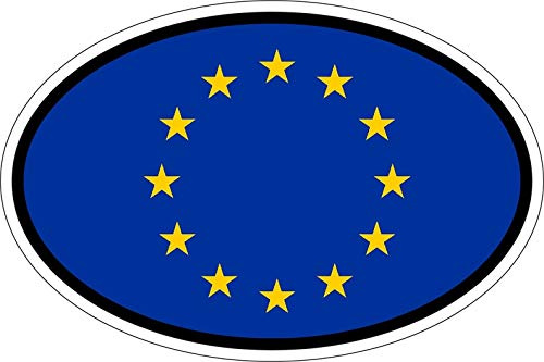 Akachafactory Sticker oval flag vinyl country code europe europa ue cee ce
