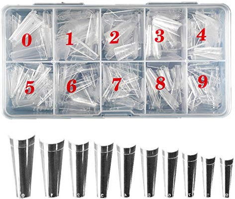 500 Pcs Natural False Nails, Long Coffin Nails Clear Coffin Acrylic Nail Tips Half Cover Rectangle Fake Acrylic Nails for DIY Nail Art