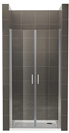 Duschtür STELLA 82x180 cm Nischentür Verstellbereich von 82-85 cm, Höhe: 180 cm, Duschabtrennung aus 6 mm durchsichtigem ESG Sicherheitsglas mit Nanobeschichtung - Alle Größen AC