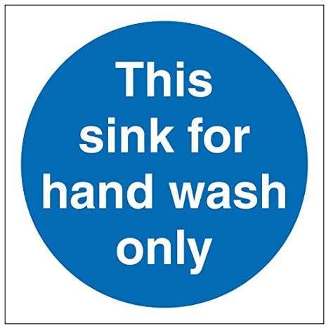 Kitchen hygiene sign This sink for hand wash only Health & Safety sticker 100mm x 100mm self adhesive vinyl For identifying the correct sink to be used (1)