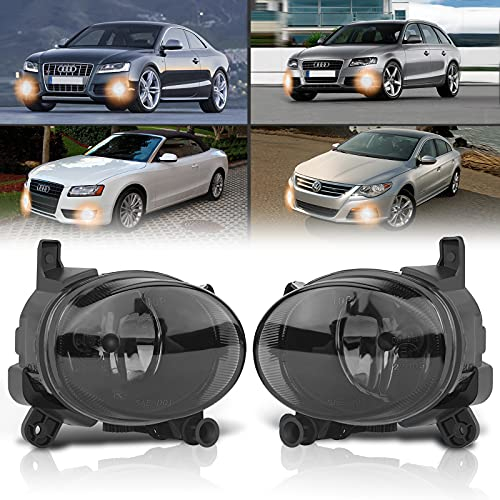 TangMiGe Nebelscheinwerfer für Audi A1 A5 A6 Q3 A4 Wagen, 8X 8K2 8K5 8T 8F 4G2 4G5 4GH 8UB 8UG, Volkswagen VW Passat CC 357, 06/2007-12/2014, H11, 1 Paar, Schwarz Smoke Objektiv