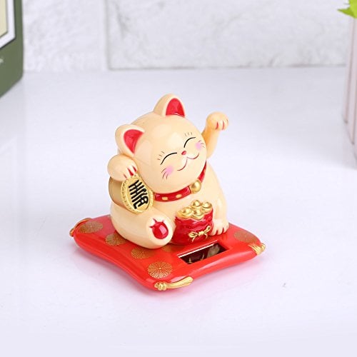 Cyrank Winkekatze Solarbetriebene, Maneki Neko Fortune Cat, Chinesische Glückskatze Lucky Cat, Winkende Japanische Glückskatze Mit winkenden Arm Solarbetrieben Für Home Display Car Decor