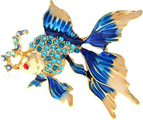 U-M Frauen Brosche Pin Geschenke,Goldfisch Broschen Frauen Blau Rot Orange Fisch Emaille Bankett Brosche Pins Nützlich und praktisch