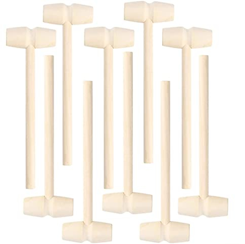 Bessy Shop Mini Mazo de Madera, 10 PCS Martillo para Chocolate, Martillo de Bebé, Mazo de Cangrejo Natural, para Mariscos Langosta, Cuero, Accesorios y Fabricación de Joyas