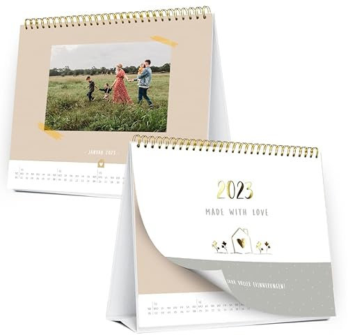 Bastelkalender 2023 Tisch I Tischkalender 2023 zum selber gestalten I Kalender zum Selbstgestalten I Foto Bastelkalender I Schöne Geschenkidee für die Familie, Mama, Papa, Opa, Oma