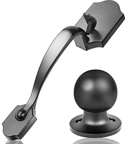 Elemake Front Door Lock - Front Door Handle Exterior/Interior Front Entry Handleset with Door Knob, Heavy Duty Keyless Entry Door Lever, Matte Black ORB Plating