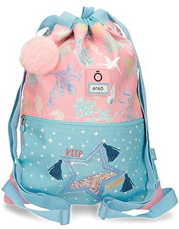 Enso Keep The Oceans Clean Mochila Saco Con Cremallera Azul 35x46 cms Poliéster