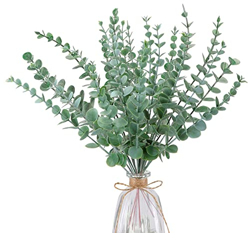 MEYDLL Eukalyptus Künstlich 24 Stück, Eukalyptus Deko für Blumenarrangements, Grüne Dekoration für Hochzeitsfeiern, Künstliche Pflanzen Künstlicher Eukalyptus für,Party, Home, Tischdeko