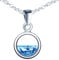 Yumilok 925 Sterling Silber Damen Kette mit Kreis Anhänger Kristall blau Damen Halskette Kette für Damen Kinder