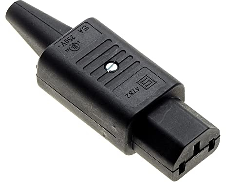 Conector IEC Recableable C13, 15 A Recto, Negro - Conectores IEC320-C13, Adaptador de Corriente Hembra de 3 terminales, Conector, Clavijas, Enchufe en línea, Enchufe