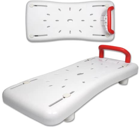 Froadp 70x31x5cm Badewannensitz mit Rot Griff Badewannenbrett zum Sitzen aus PP Wannensitz Badewanne Sitzbrett für Erwachsene Senioren Schwangere 41-63cm Einstellbarer Abstand