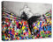 Banksy Street Art Decor Graffiti Männer Gemälde für Schlafzimmer hinter dem Vorhang Bilder nordische Kunstwerke 1 Stück Leinwand Wandkunst Moderne Wohnkultur gerahmt fertig zum Aufhängen Poster Drucke