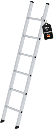 PROREGAL Sprossen-Anlegeleiter 350mm ohne Traverse Made in Germany | 6 Sprossen | Arbeitshöhe 3,0m | Traglast 150kg | Alu | Leiter, Trittleiter, Bockleiter, Sprossen-Doppelleiter
