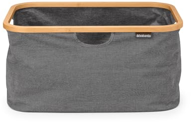 Brabantia - Foldable Laundry Basket 40L - Water Resistant Hamper for Wet & Dry Laundry - Storage Basket for Clothes & Linen - Bamboo Rim for Easy Grip - Garment Washing - Home Accessory - Pepper Black