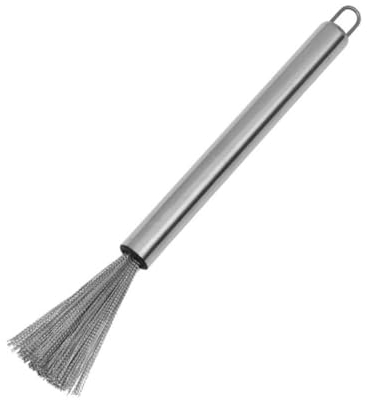 Exingk Cepillo de alambre de acero inoxidable, cepillo de limpieza de hierro fundido para ollas, raspador de platos eficiente con mango largo, mango largo, limpiador de utensilios de acero flexible