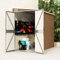 Hovothy Gerätehaus 118x194x178 cm Wand-Geräteschuppen Gartenschrank Wetterfest Geräteschuppen Gartenhaus Metall Fahrradunterstand Holzlager Hütte Braun