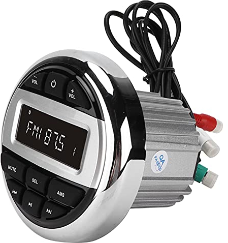Brilluxa Marine Bluetooth-Lautsprecher, wasserdichter Stereo-Receiver mit MP3-Player, AM-FM-Radio und USB – für Boote, Golfwagen, ATV, UTV, Spa-Whirlpools, Badezimmer, Sauna
