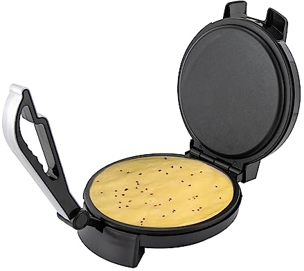 1200W Roti Maker Appareil à Crêpes électriquePresse A Tortillas en Fonte Tortilla et Machine à Crêpe Température Réglable Avec Voyant et Poignée, Facile à Nettoyer ldéal pour Omelettes, Pizzas, Tacos