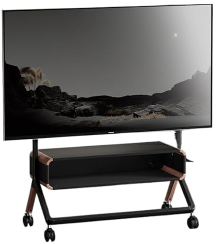 Universal TV Stand, Rolling Portable TV Stand For 49-75 Inch LED LCD Screen TVs Monitors, Height Adjustable TV Stand With Wheels TV Base Stand(Color:Svart)