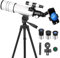 Gaterda Teleskop, Teleskope für Erwachsene Astronomie, 70 mm Öffnung 500mm (25X-250X), Refraktor Teleskop Profi für Kinder, Anfänger, Kompakte und Tragbare mit Stativ, Telefon-Adapter, Mondfilter