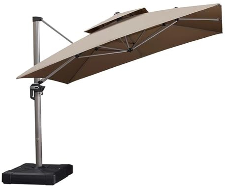 NRNQMTFZ rechteckiger Sonnenschirm,Sonnenschirm Ampelschirm, rund Gartenschirm Marktschirm,Sonnenschirm Strand, Ø300cm Neigbar,für Balkon, Garten & Terrasse(Square,Khaki)