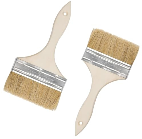 Set de Pinceaux à Peinture Plats 2Pcs Pinceau Peinture Grand Plat Pinceau Plat Acrylique Large avec Manche en Bois pour Meubles Mur 100mm+120mm