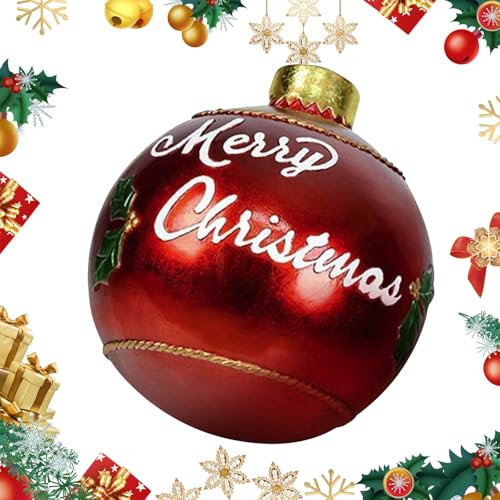 Aufblasbare Weihnachtskugel, 50cm Weihnachtskugel, Aufblasbare PVC-Weihnachtskugeln im Freien Große Hängende Weihnachtskugeln Ornamente für Neujahr Weihnachten Hof Rasen Gartendekoration (Rot B)
