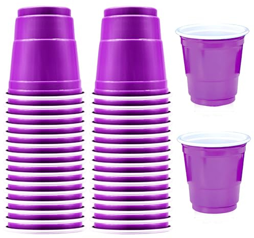 Yaure Joy 30 Pcs Disposable 2oz Shot Glasses Plastic Cups for Wedding, Graduation Party, Beer Sample Taste Serving, Birthday (Purple)