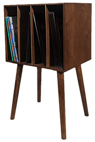 Walnut Record Player Stand, Vinyl Record Storage Cabinet Removable Dividers Gramophone Record Rack for Living Room, Bedroom, 45x35x147cm