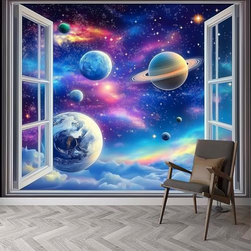 Ciel De Galaxie 3D Papier Peint Intissé Panoramique 400x280cm, Paysage Cosmique Espace Galaxie Grandes Murales Poster pour Salon, Adulte Chambre d'enfants, Étude Décoration