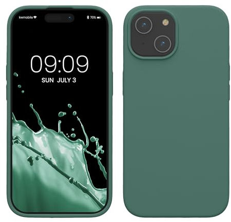 kwmobile Case for iPhone 15 Case - Soft TPU Silicone Cover - Forest Green
