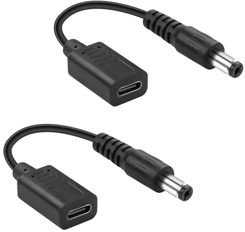JSADZKJ DC5.5x2.5mm to USB C Power Cable PD100W DC5525 Male to USB-C Female Charging Adapter Cable 20V DC5.5mmx2.5mm to Type C Power Extension Cable for Laptop Monitor 10cm/3.9in (2pcs)